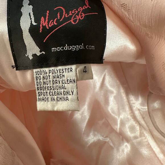 MAC DUGGAL Women's 49330 Ruffle Trimmed Polkadot High Low Dress Size 4 In Salmon - Picture 12 of 13